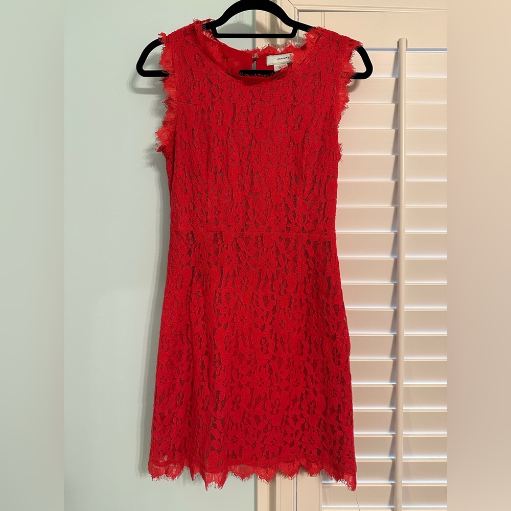 Short Lacey form fitting dress.